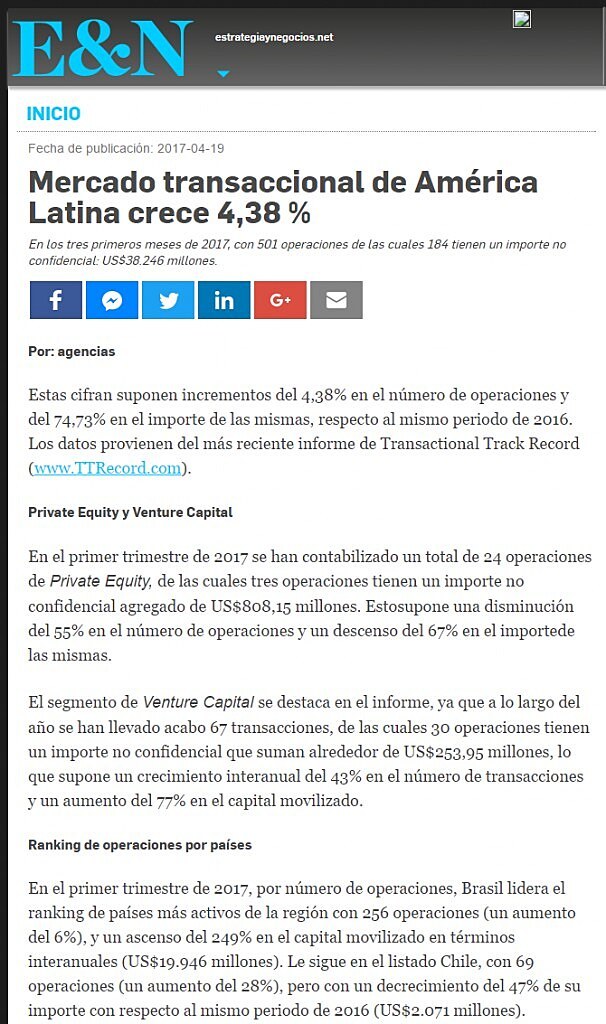 Mercado transaccional de Amrica Latina crece 4,38 %